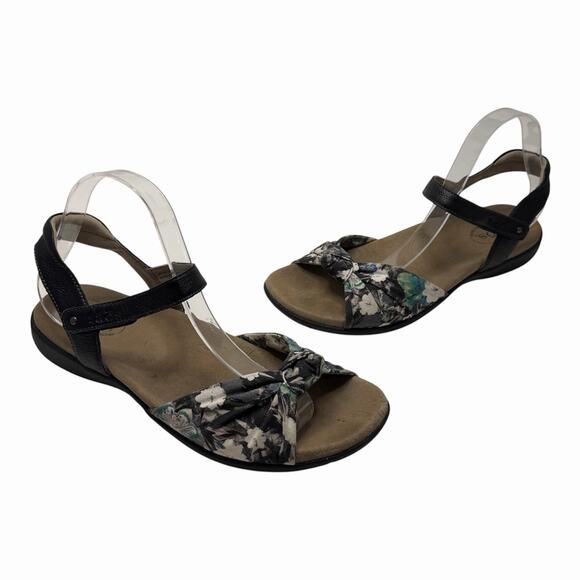 Taos Footwear Shoes - Taos Knotty Knot Floral Leather Flat Ankle Strap Sandals Shoes Women’s 10